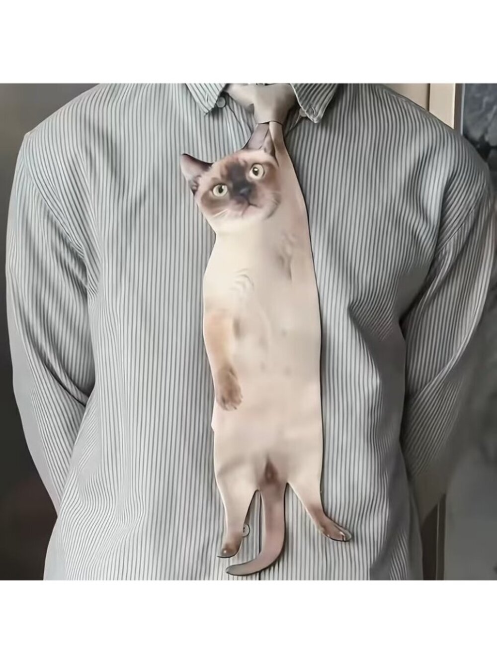 Funny Cat Neck Tie Novelty Necktie 3D Standing Cat Print Men's Accessory - NEW